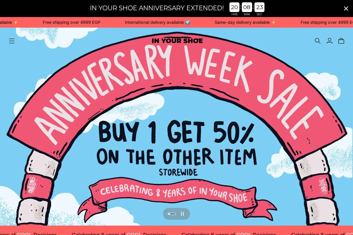 inyourshoe.com homepage screenshot