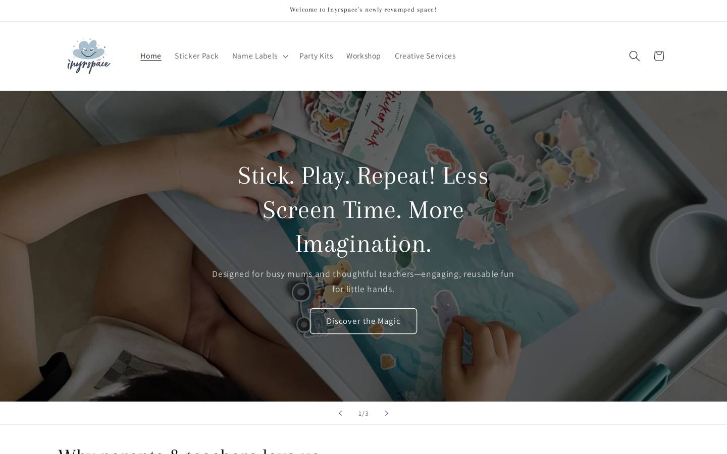 inyr.space homepage screenshot