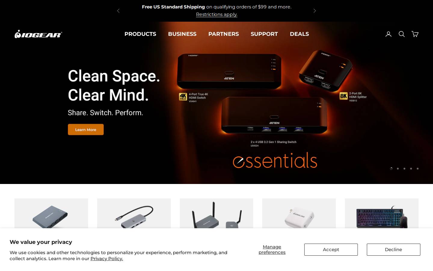 iogear.com homepage screenshot
