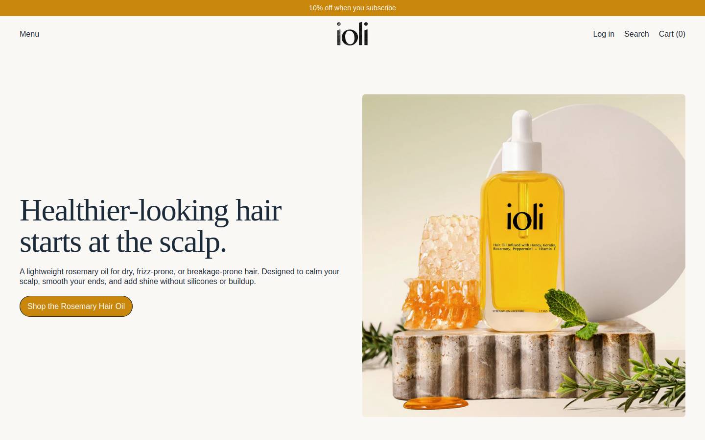 iolihair.com homepage screenshot