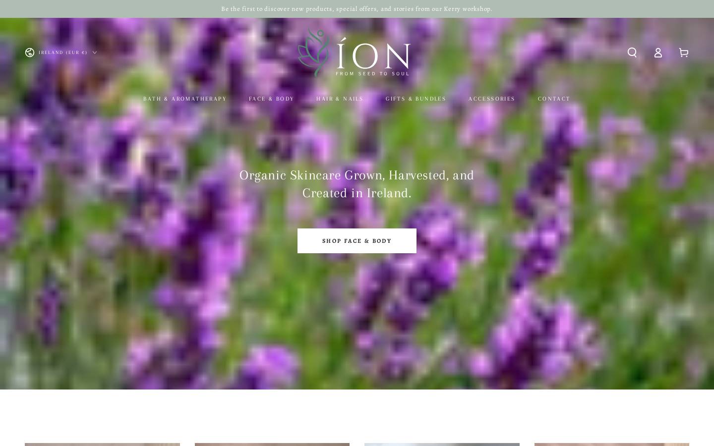 ion-organics.com homepage screenshot