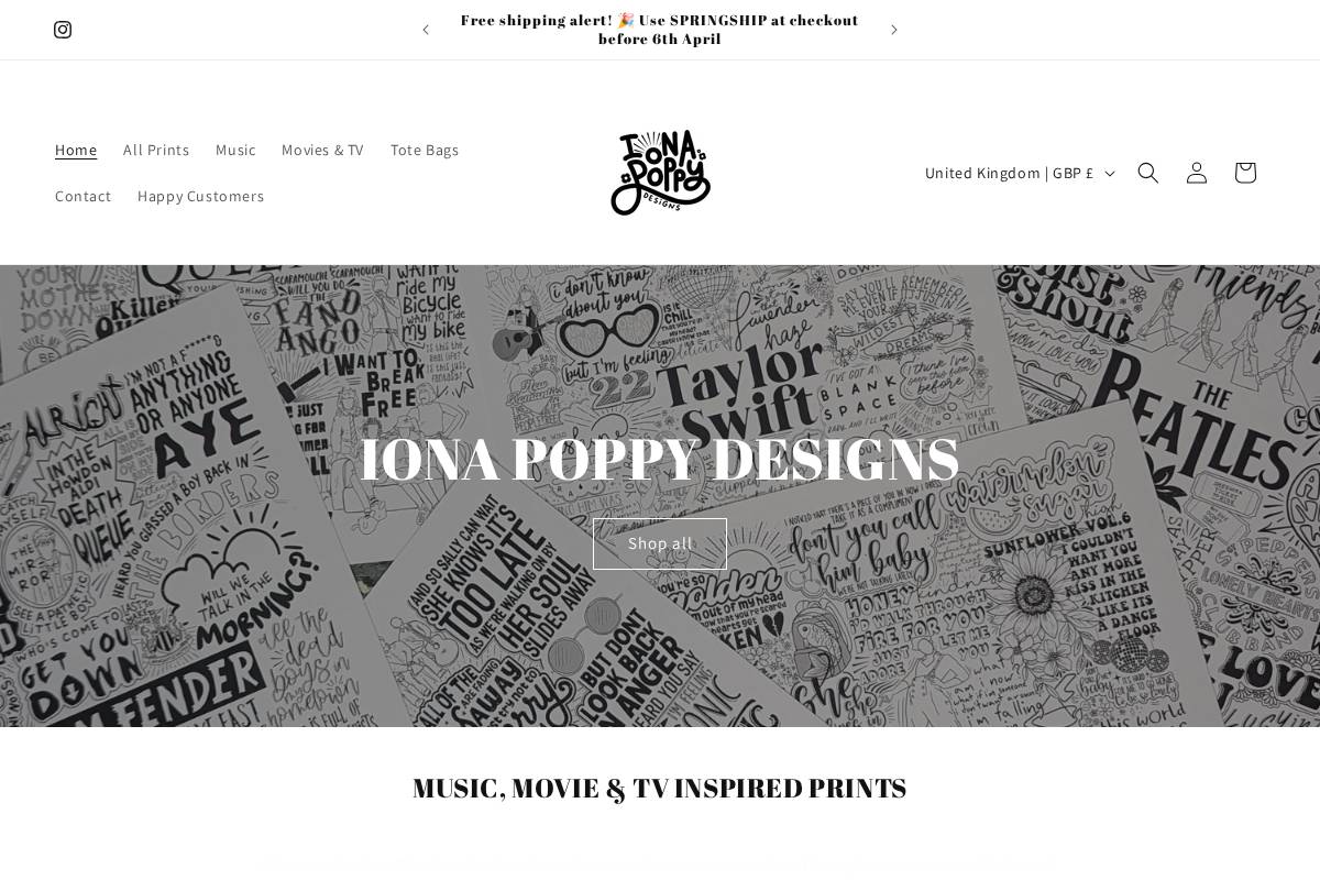 ionapoppydesigns.com homepage screenshot