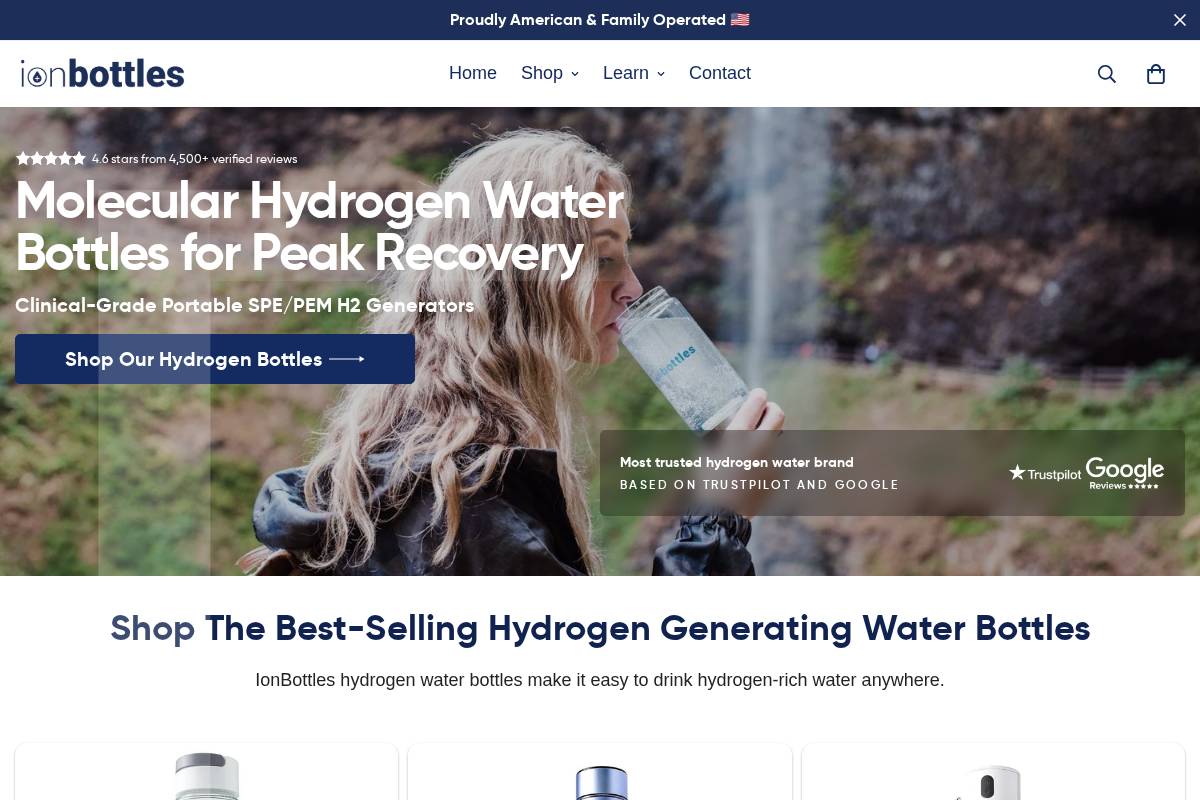 ionbottles.com homepage screenshot