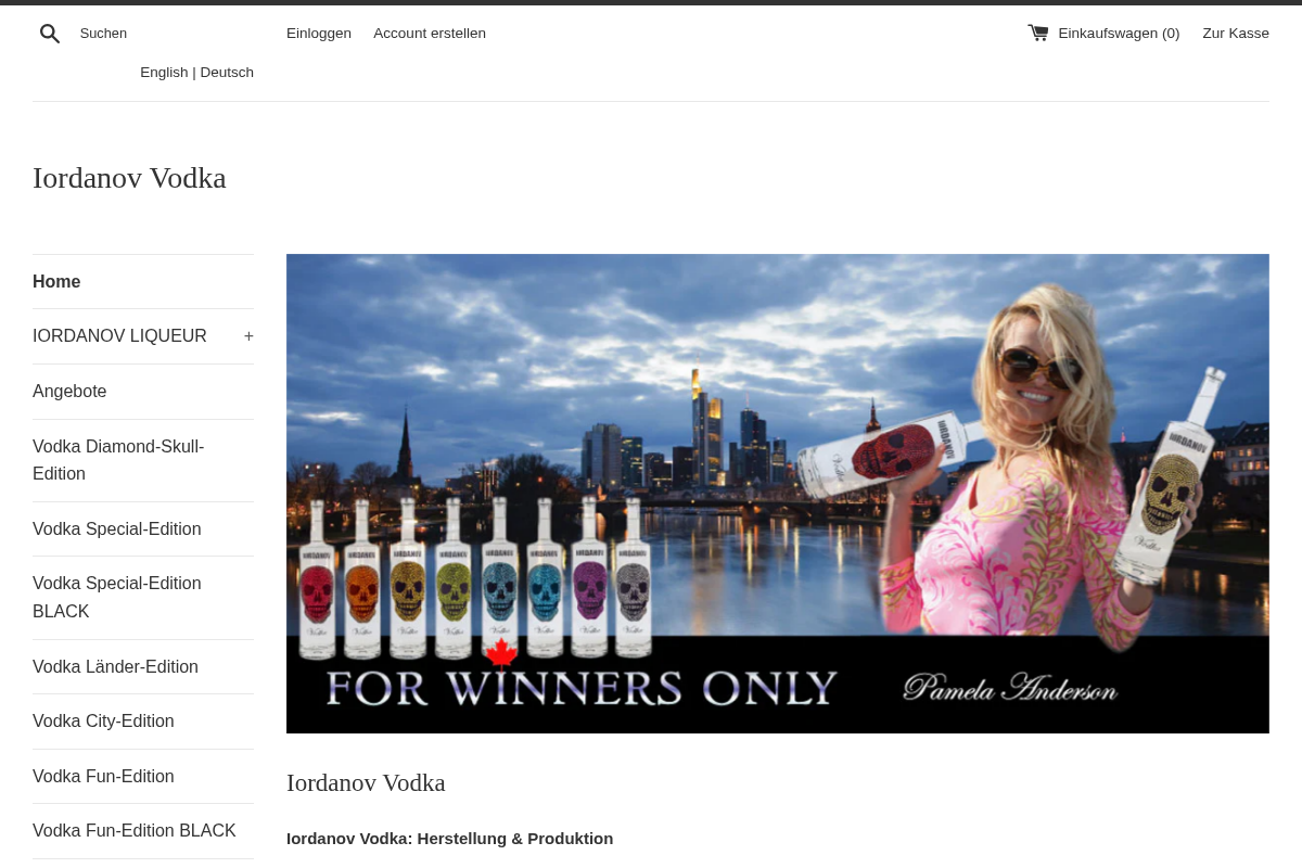 Iordanov Vodka homepage screenshot