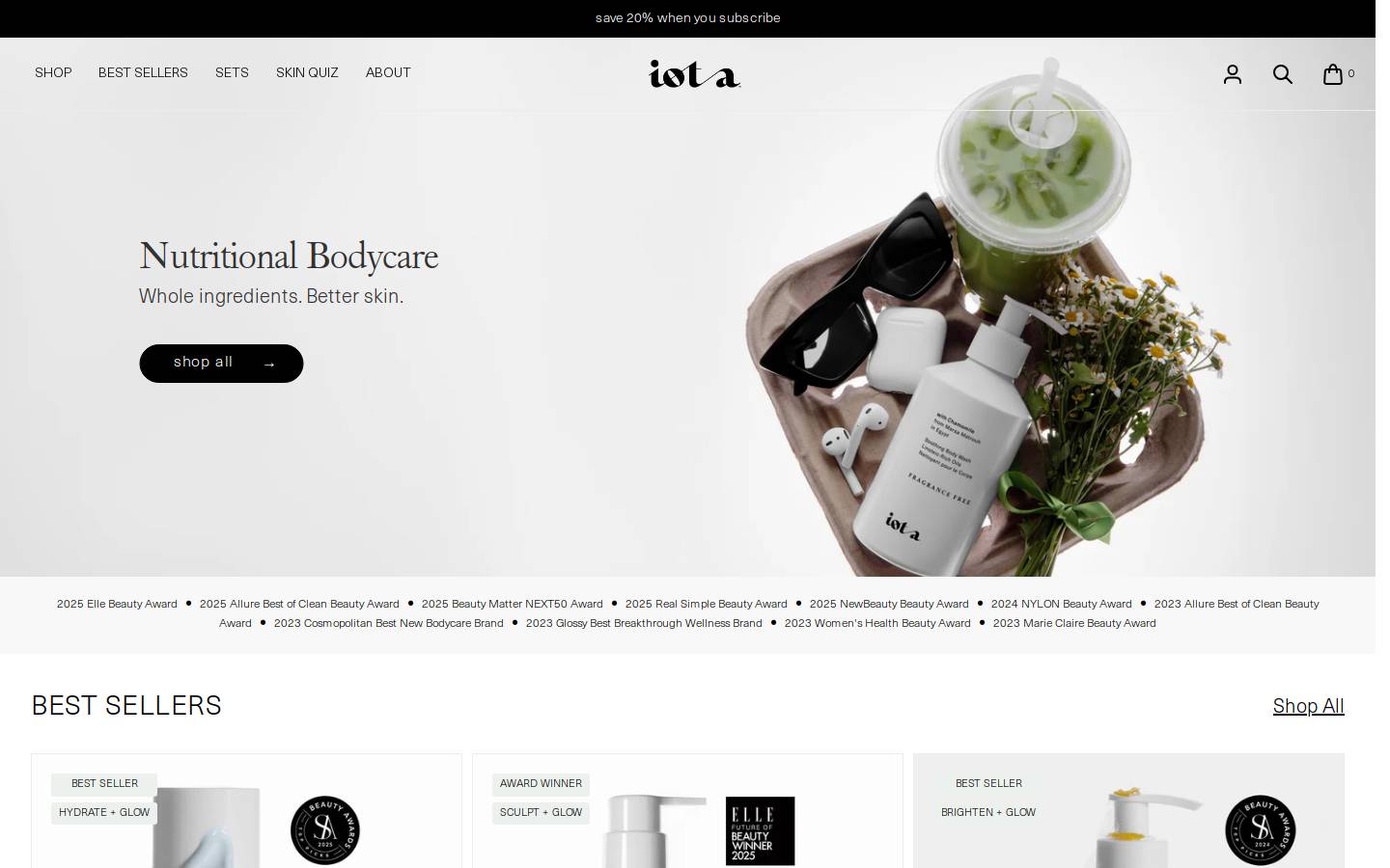 iota | Nutritional Bodycare homepage screenshot