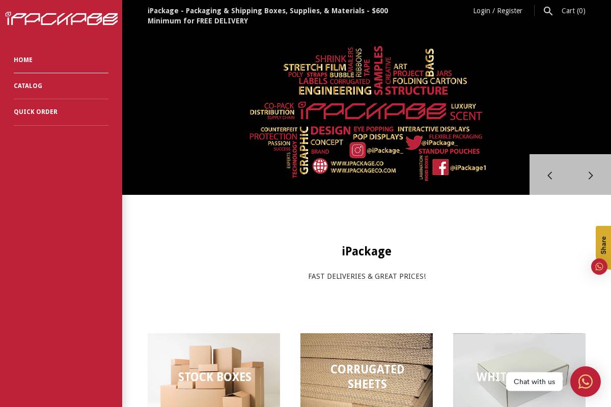 ipackageco.com homepage screenshot