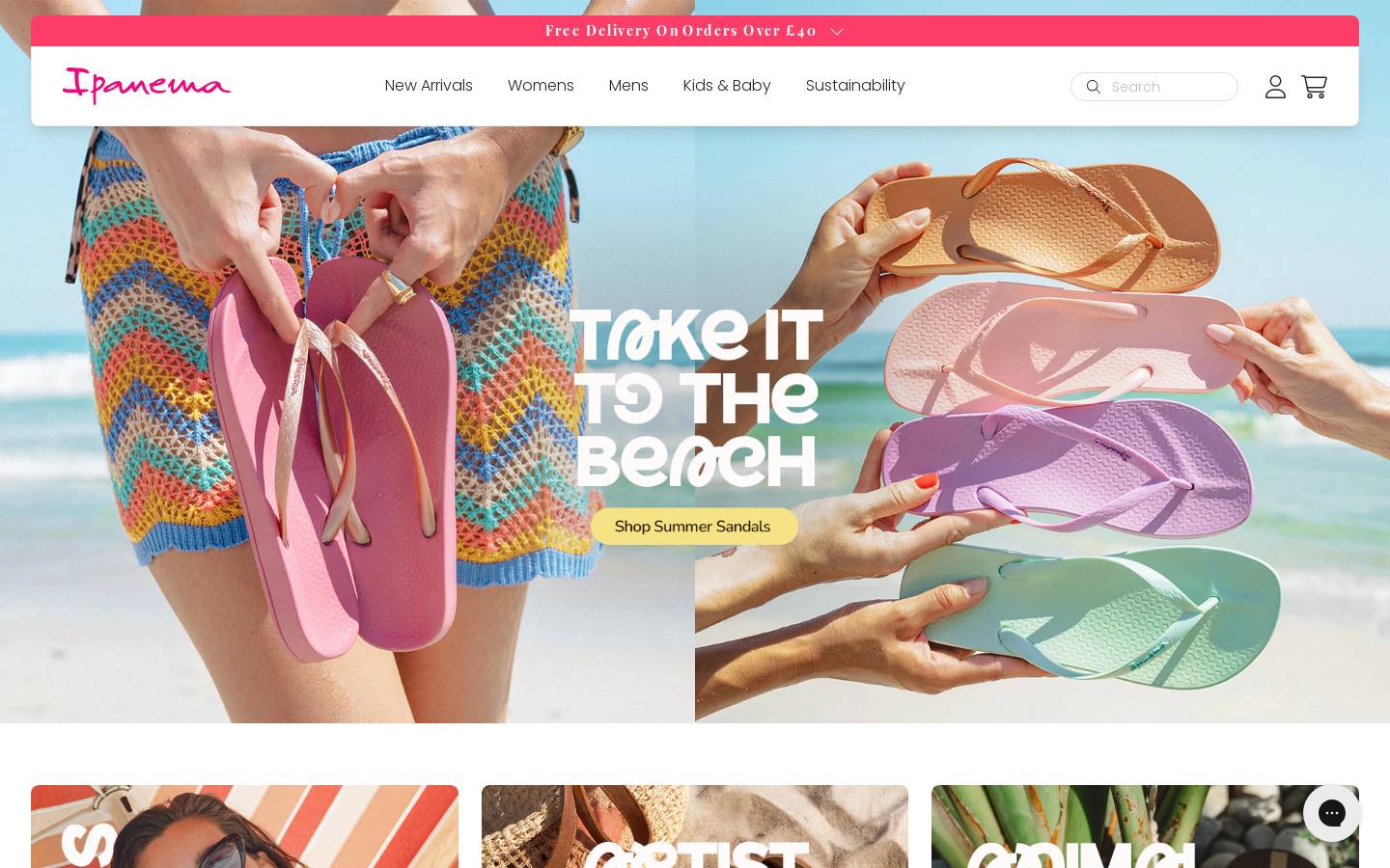 Ipanema Sandals homepage screenshot