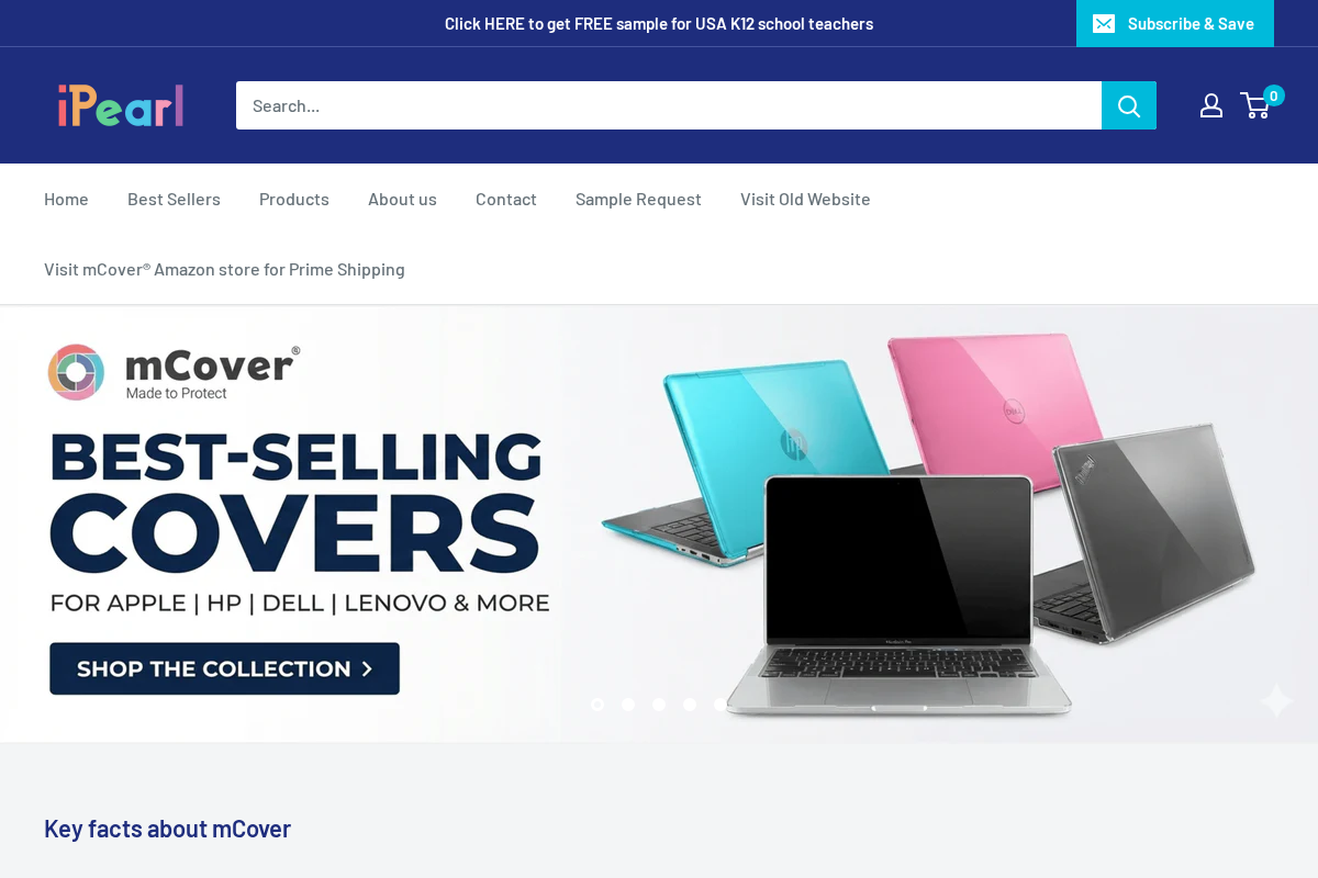 iPearl mCover® homepage screenshot