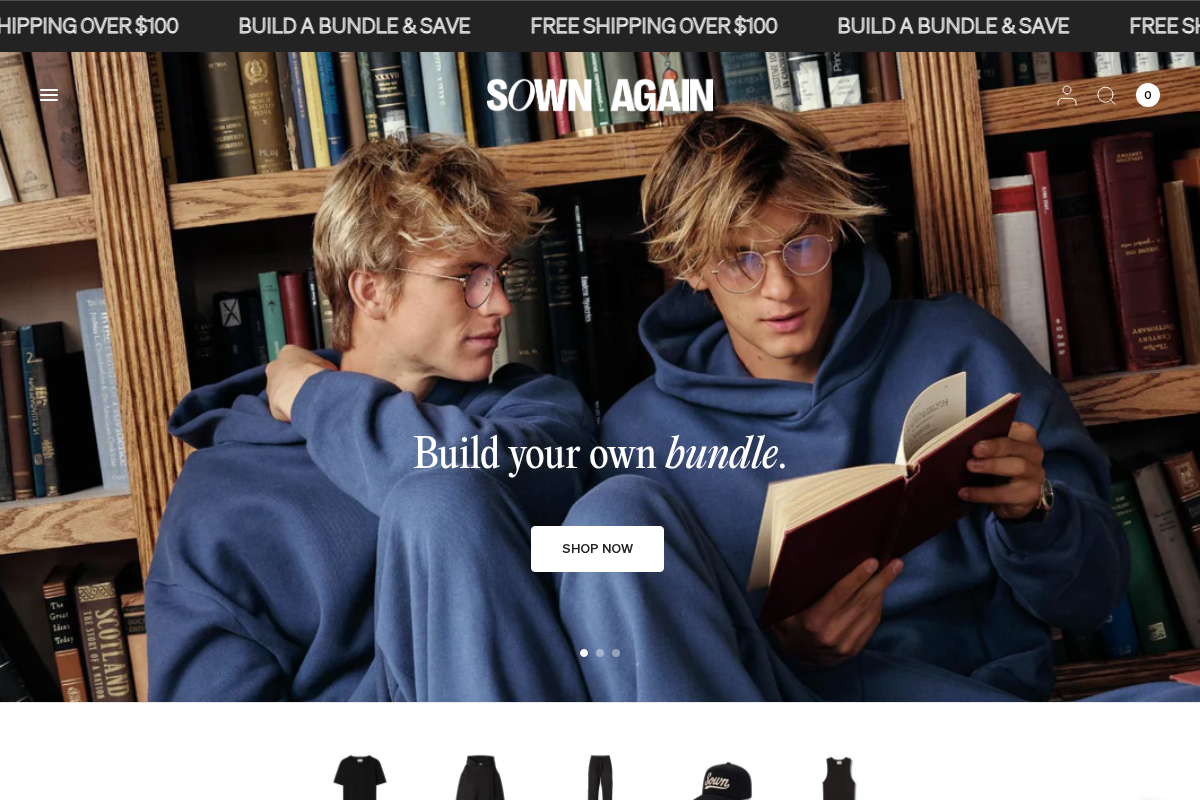 Sown Again homepage screenshot