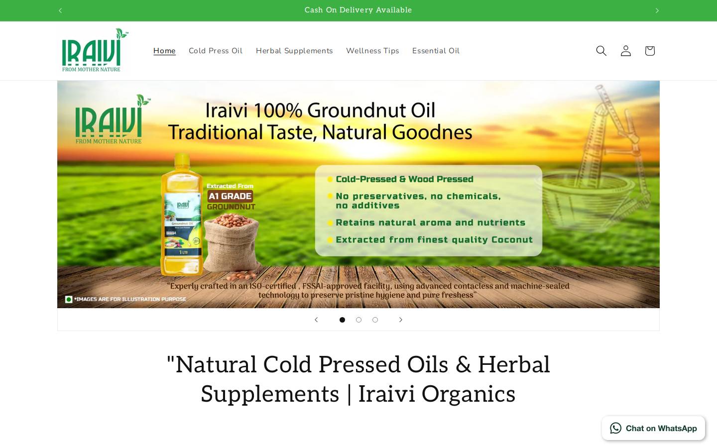 iraiviorganics.com homepage screenshot