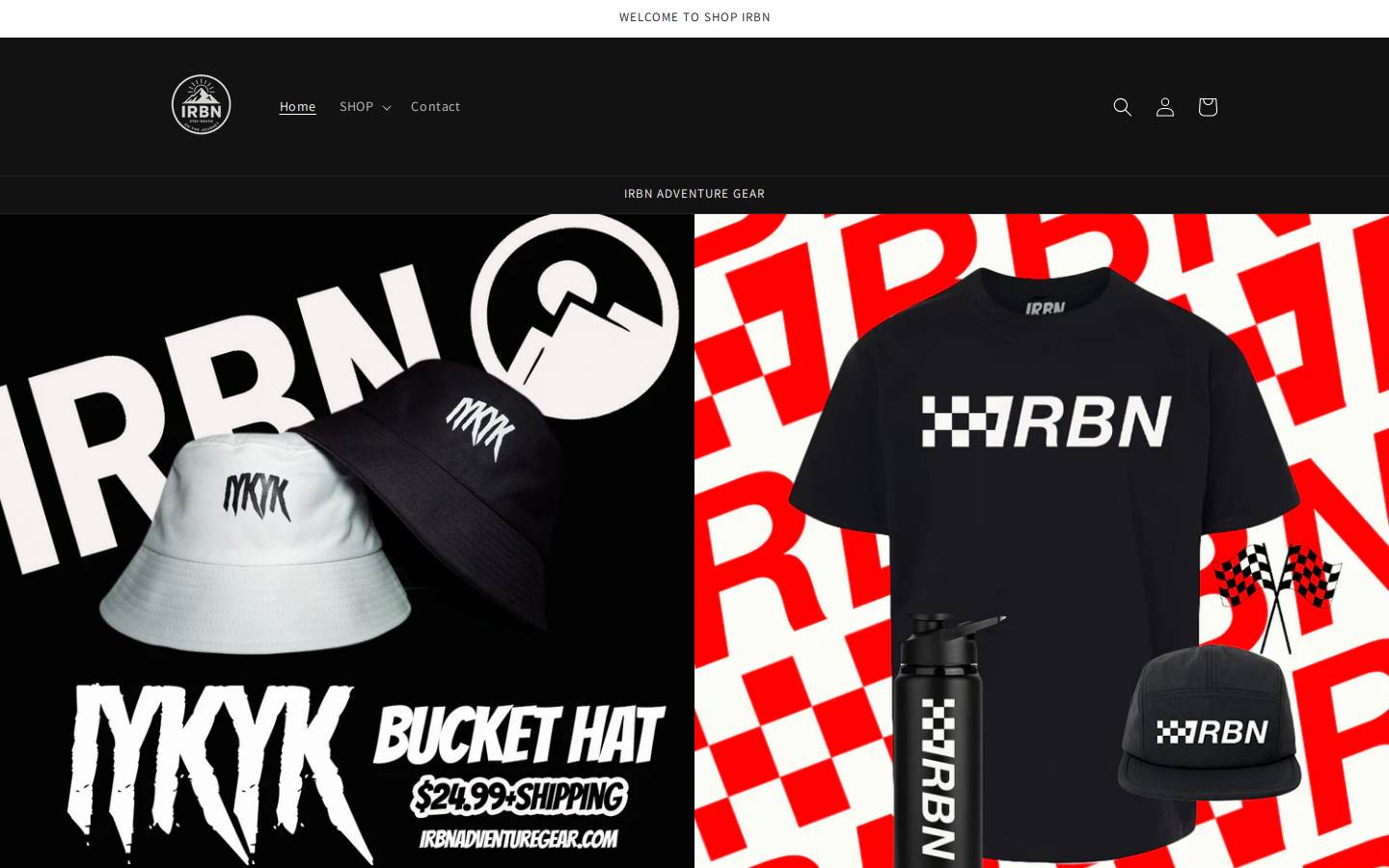 irbnadventuregear.com homepage screenshot