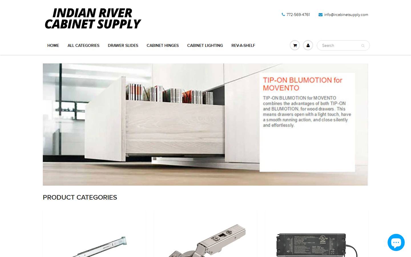 ircabinetsupply.com homepage screenshot