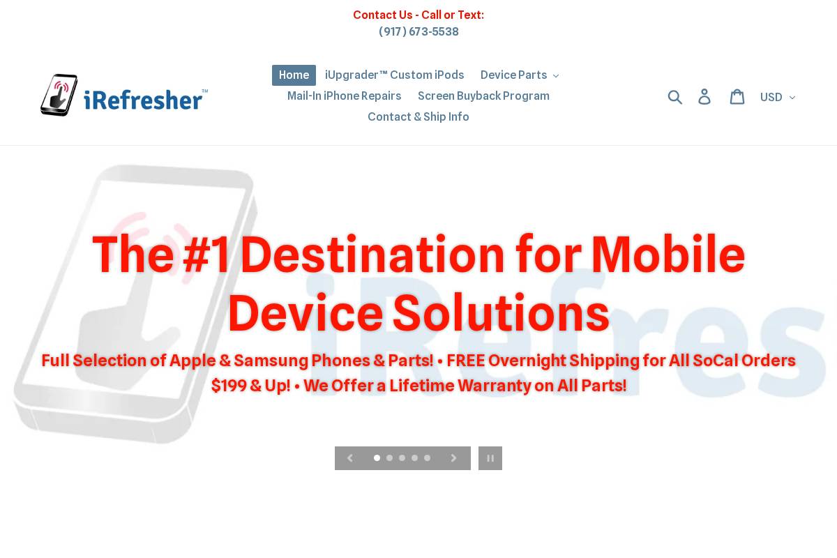 iRefresher homepage screenshot