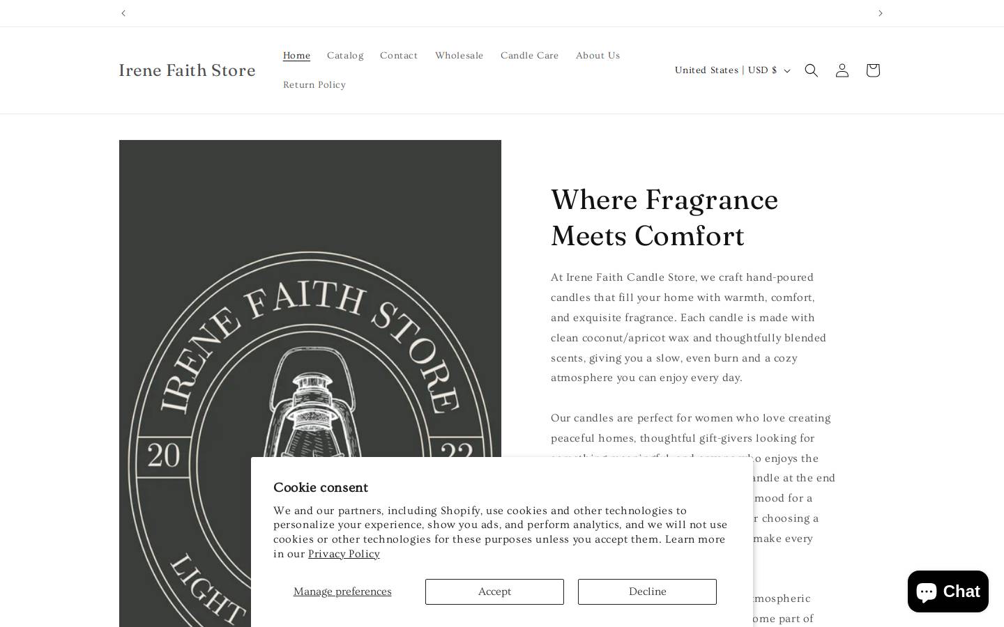 irenefaithstore.org homepage screenshot
