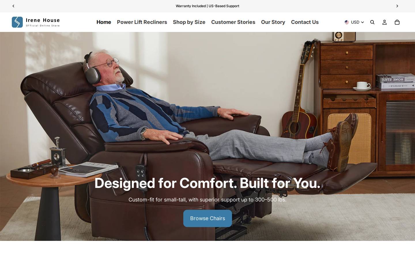 Irene House homepage screenshot