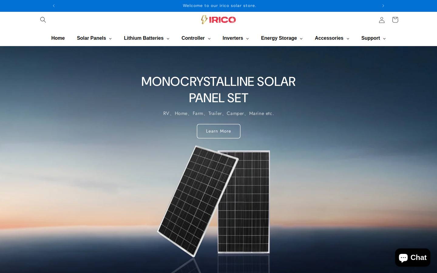 iricosolar.com homepage screenshot
