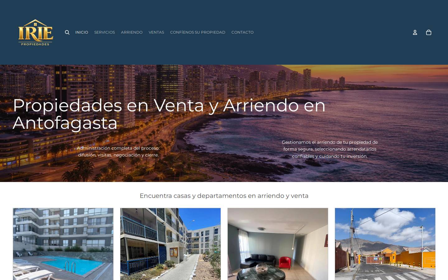iriepropiedades.com homepage screenshot
