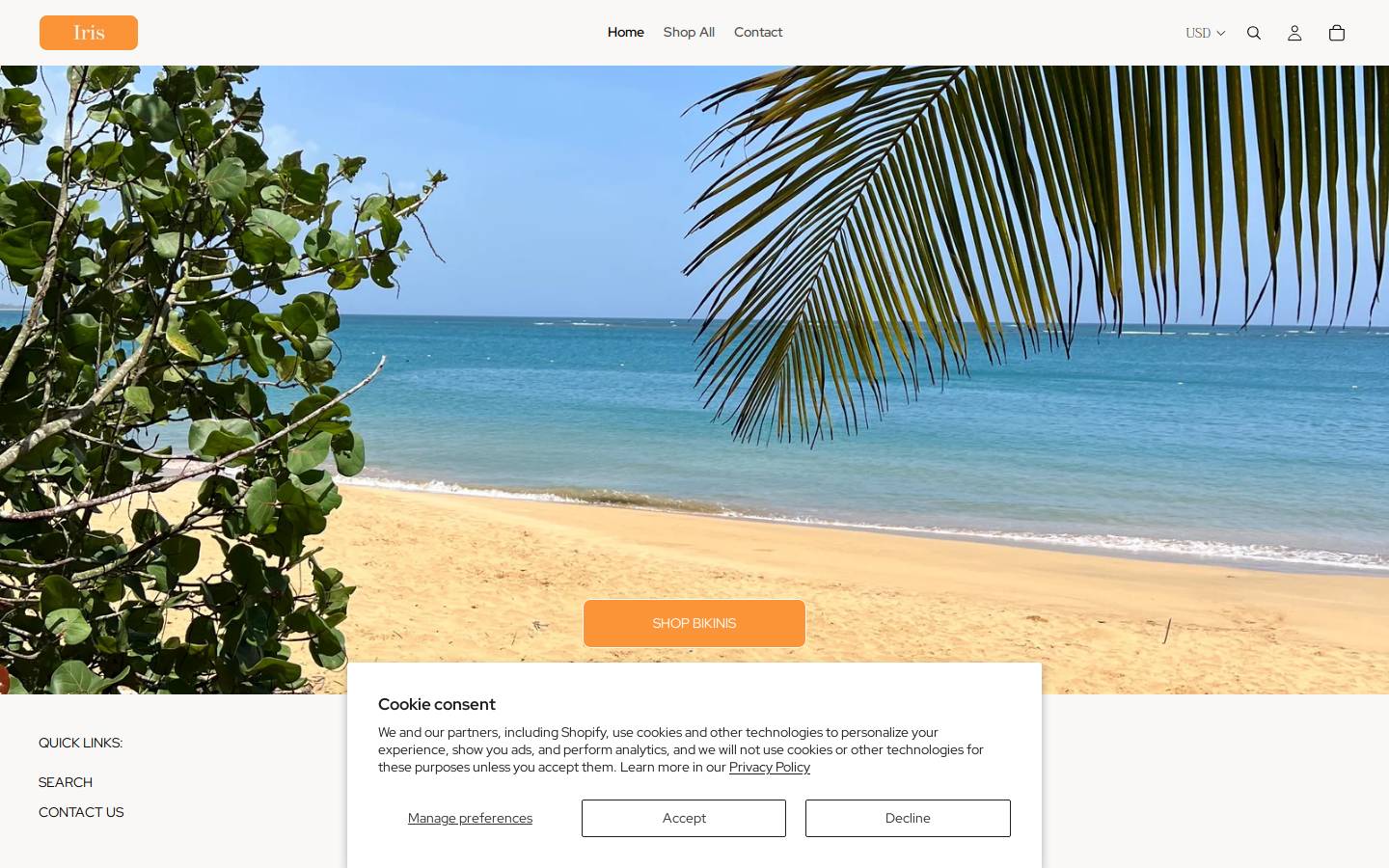 irisbikini.com homepage screenshot