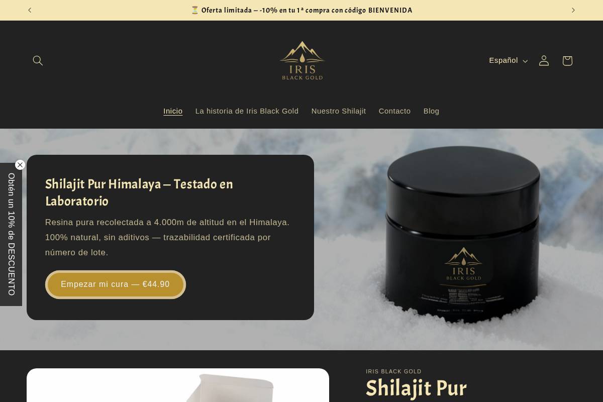 Irisblackgold homepage screenshot