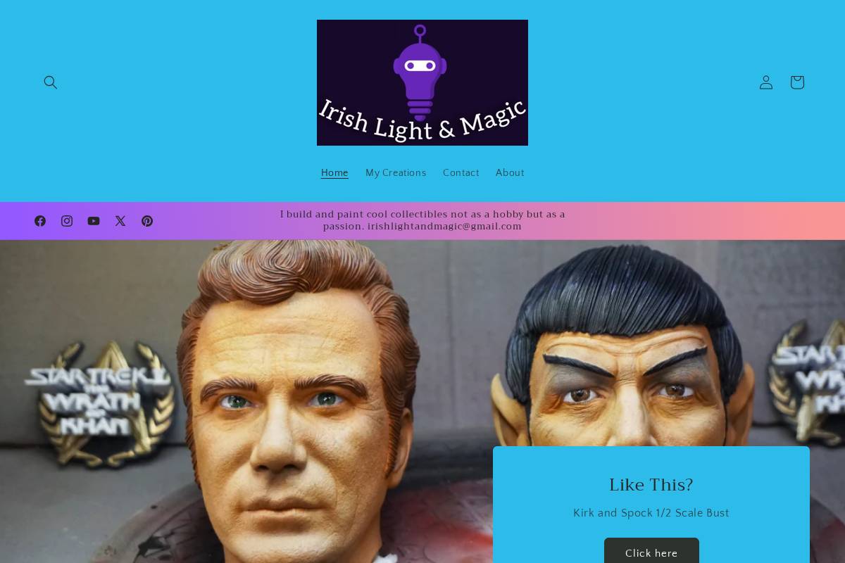 irishlightandmagic.com homepage screenshot