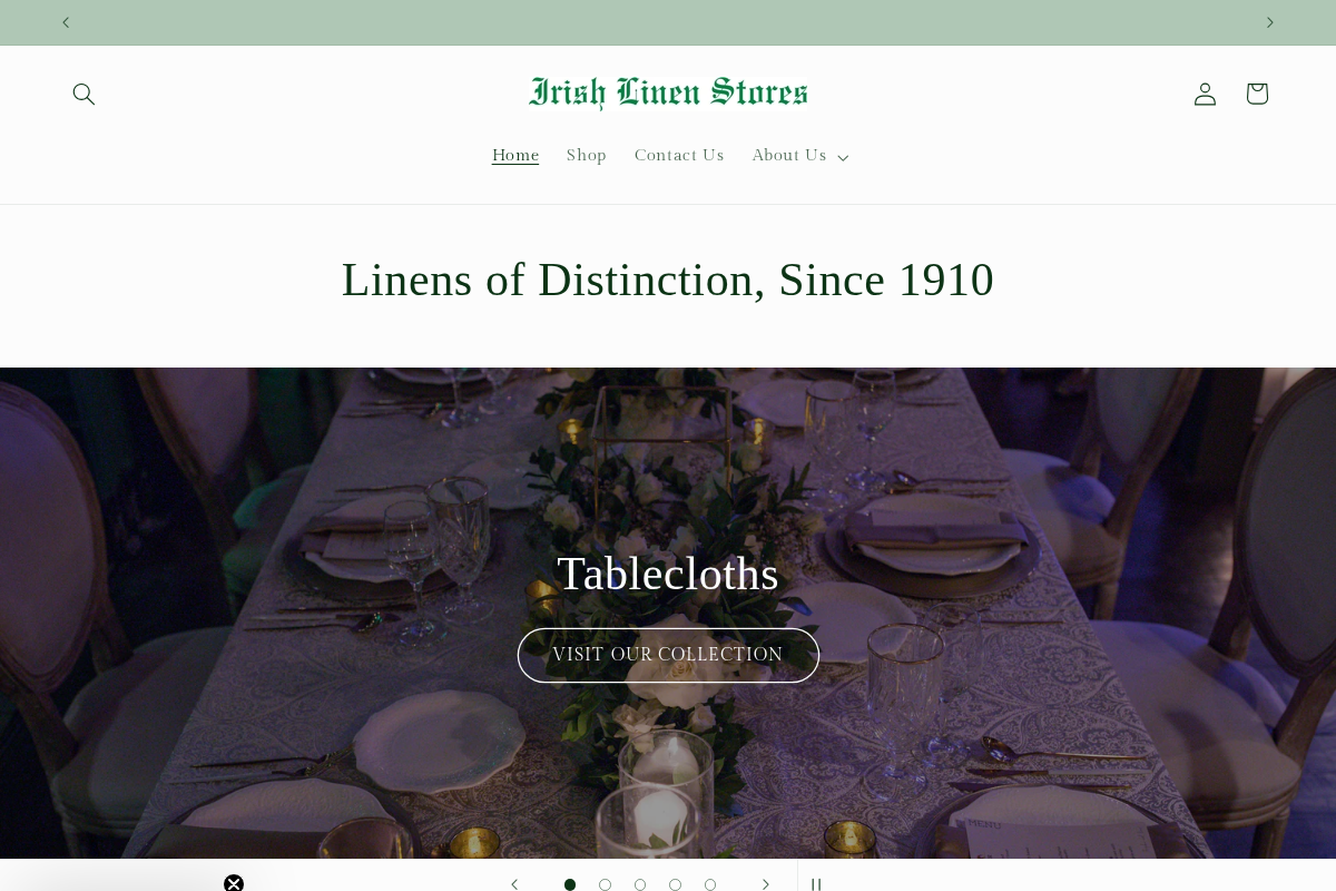 Irish Linen Stores homepage screenshot