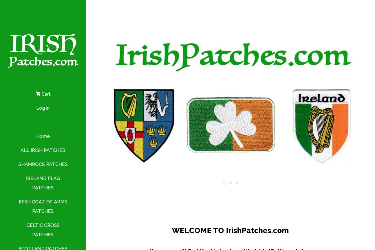 irishpatches.com homepage screenshot