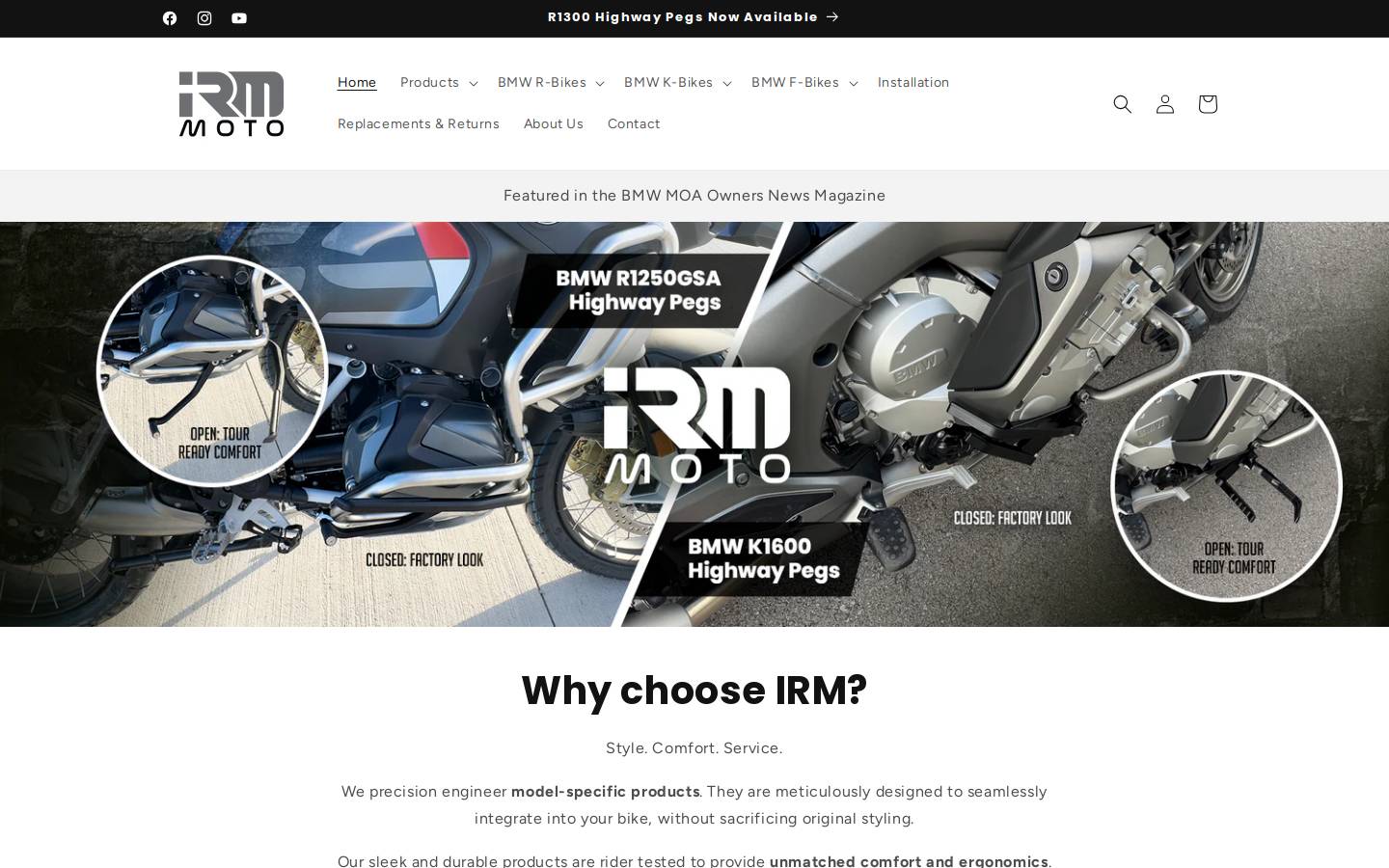 irmmoto.com homepage screenshot