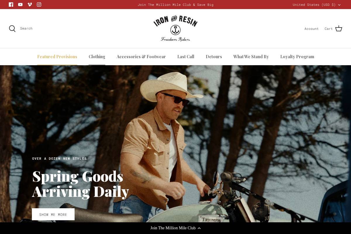 ironandresin.com homepage screenshot