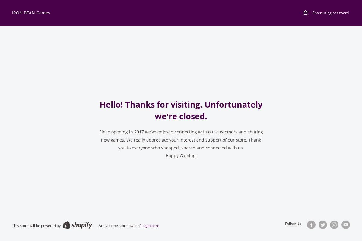 ironbeangames.com homepage screenshot