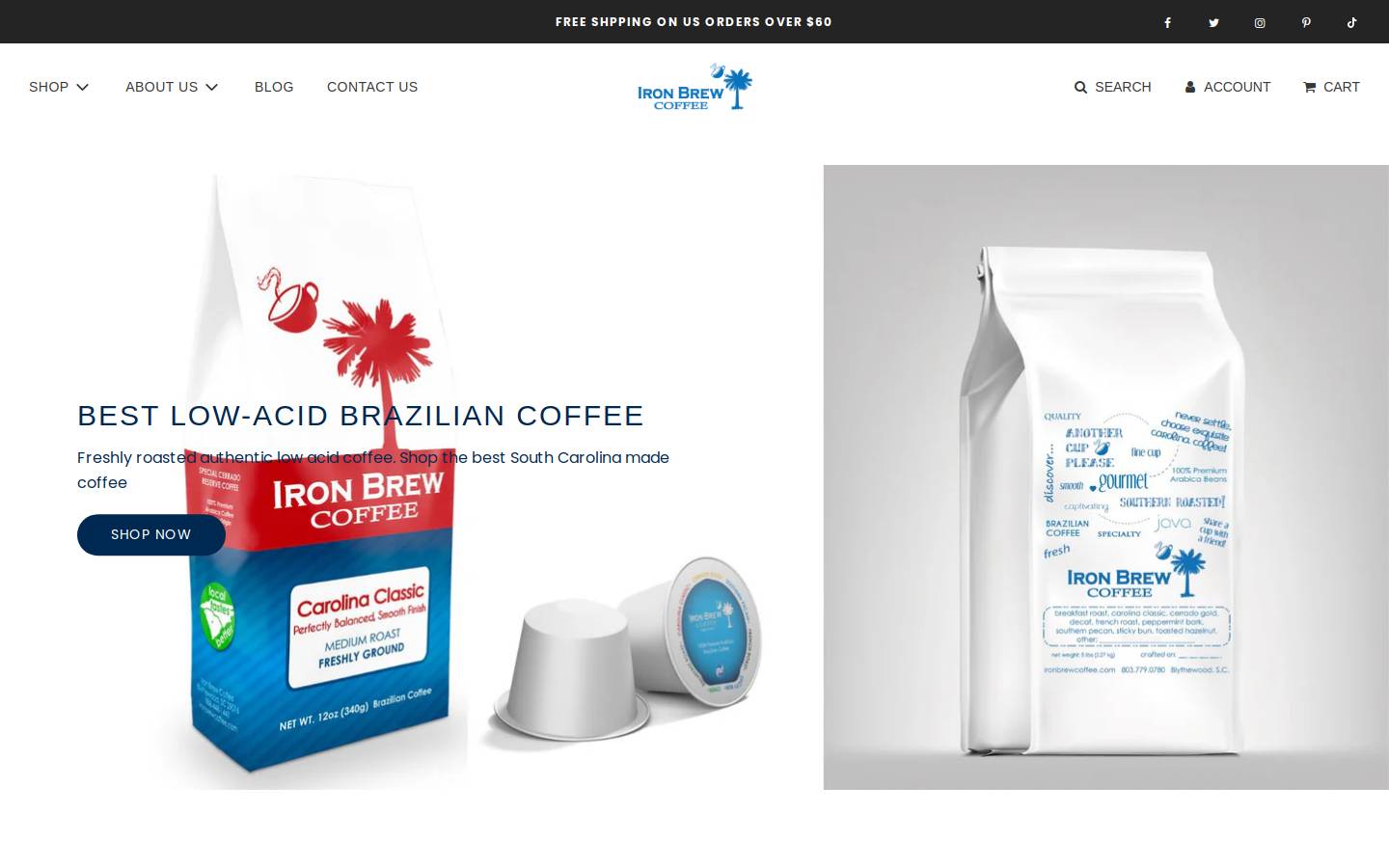 ironbrewcoffee.com homepage screenshot