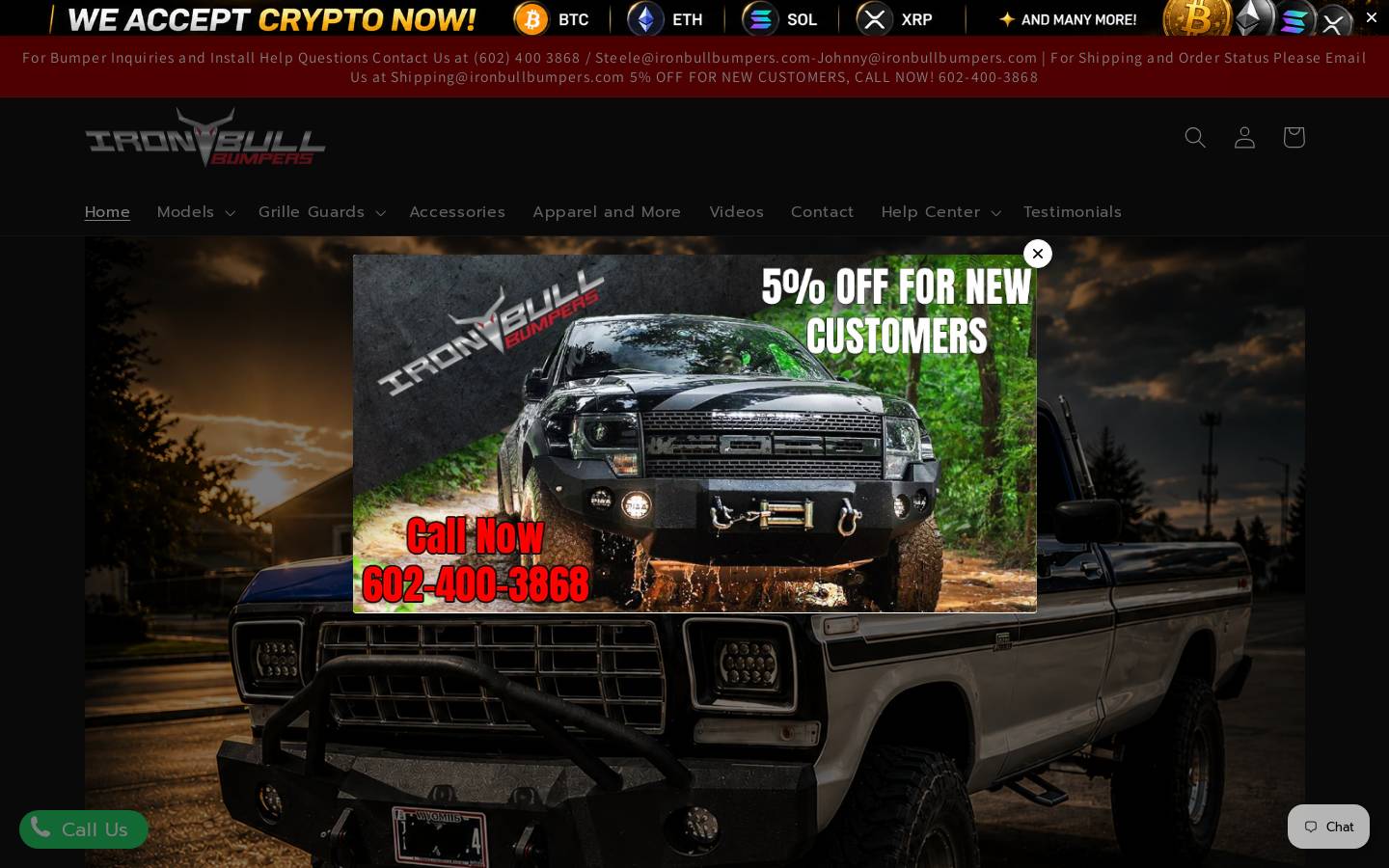 Iron Bull Winch Bumpers homepage screenshot