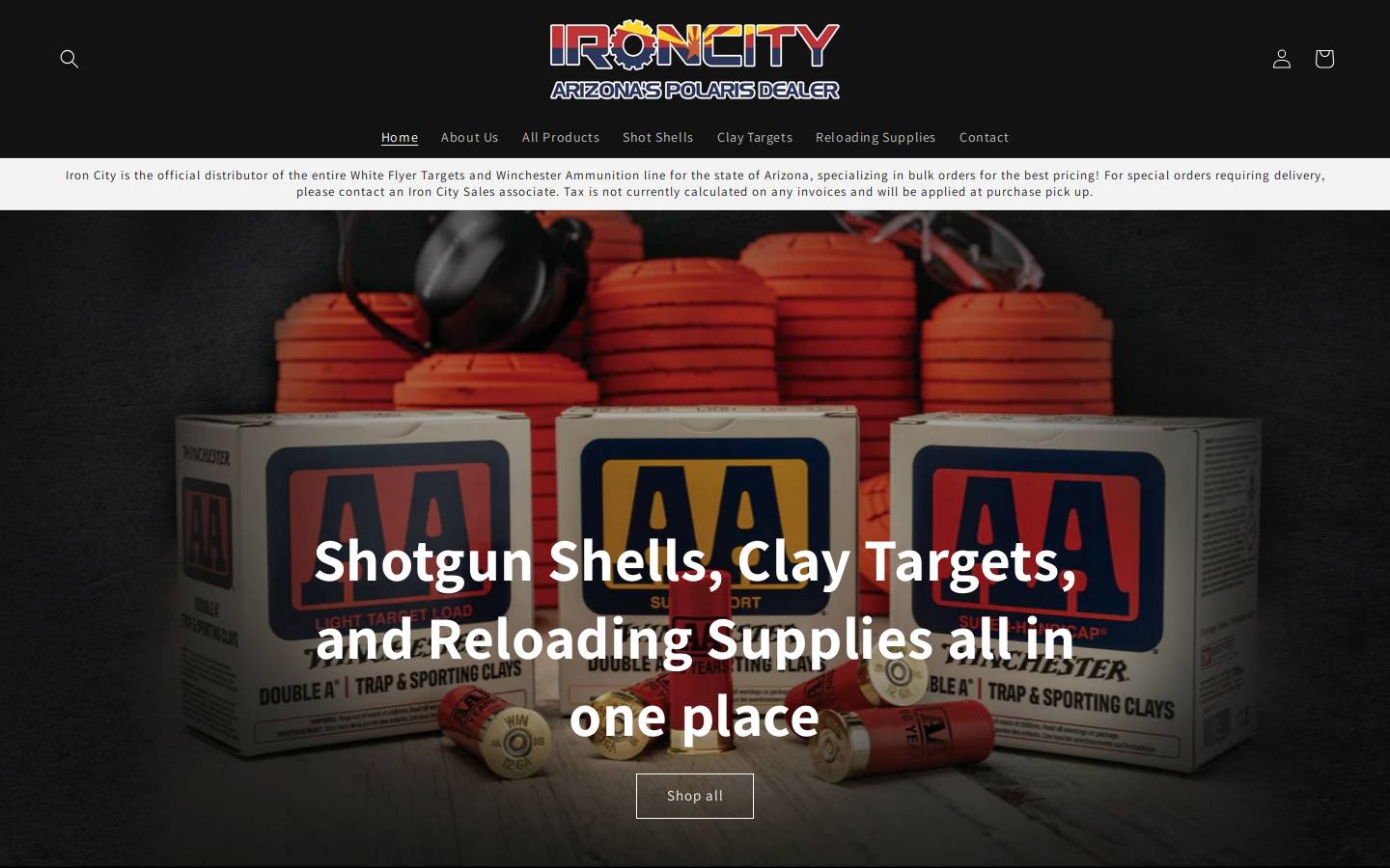 ironcityshootingsports.com homepage screenshot