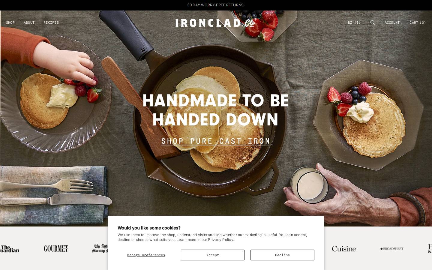 ironcladpan.com homepage screenshot