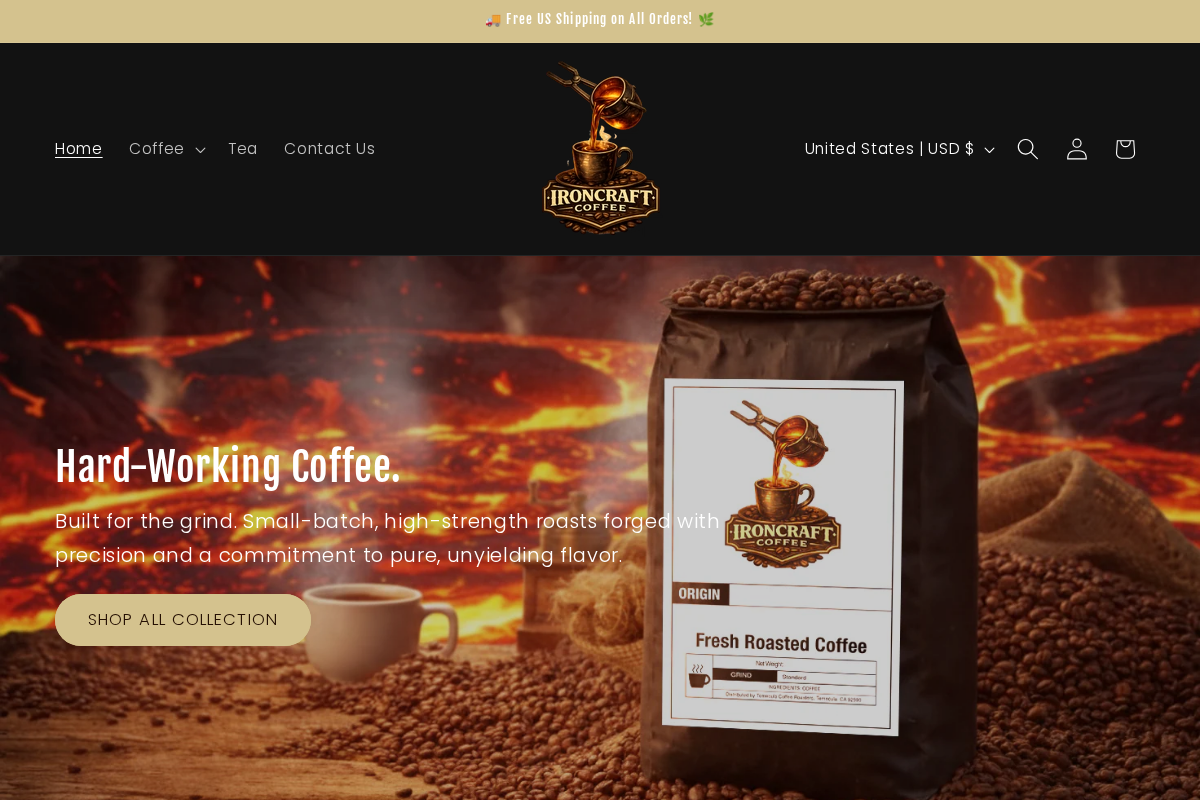 Ironcraft Coffee homepage screenshot