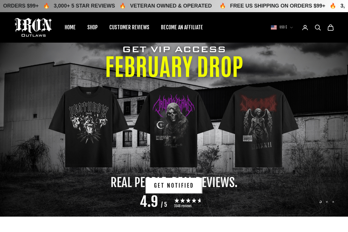 Iron Outlaws homepage screenshot