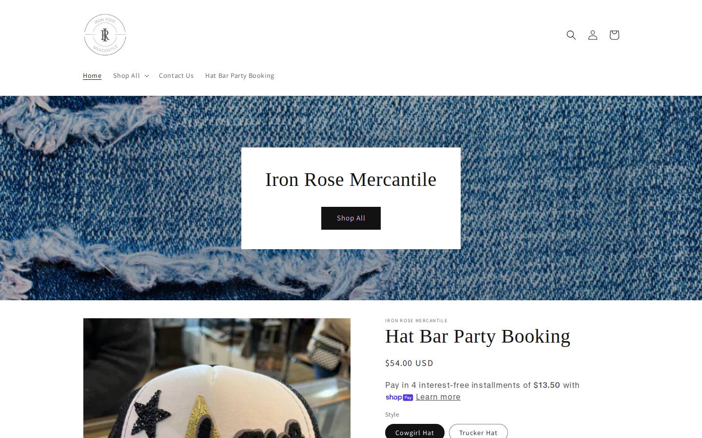 ironrosemercantile.com homepage screenshot