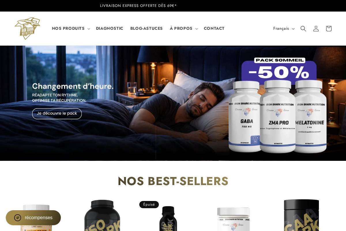 Ironshark Nutrition homepage screenshot