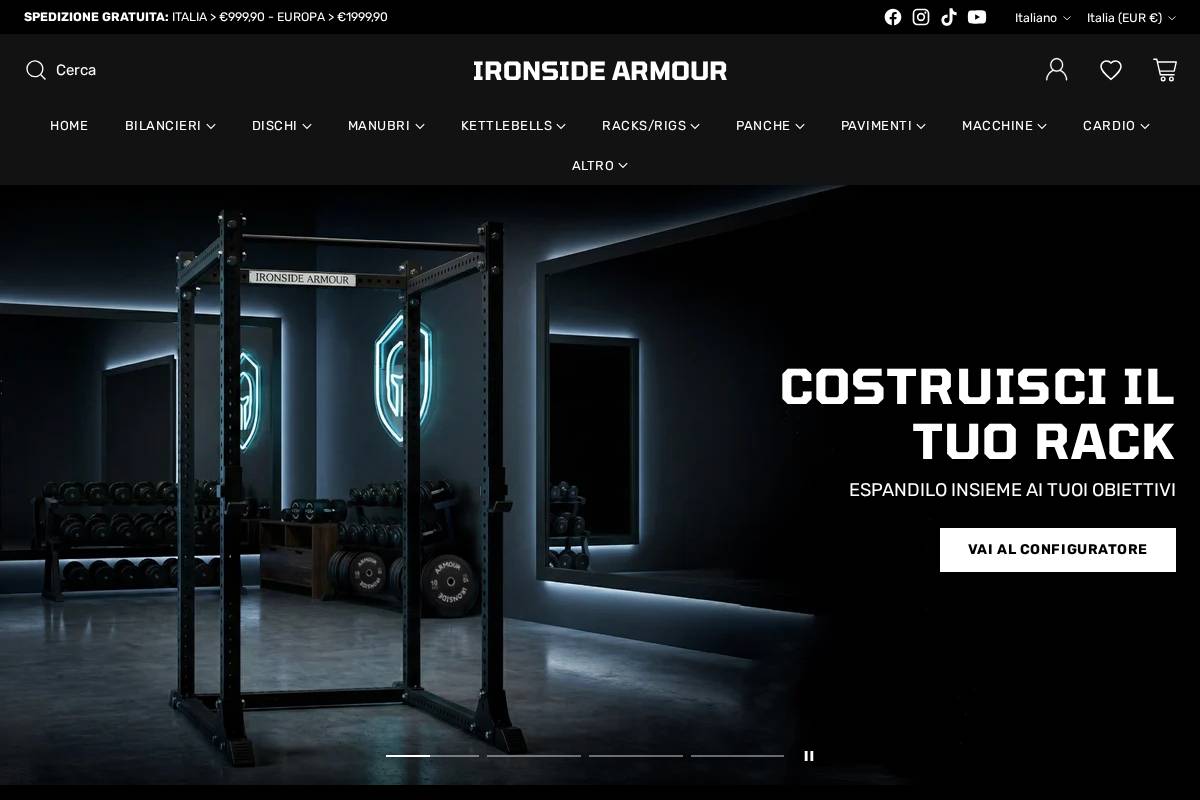 Ironside Armour homepage screenshot