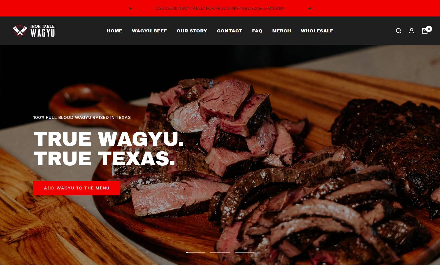irontablewagyu.com homepage screenshot