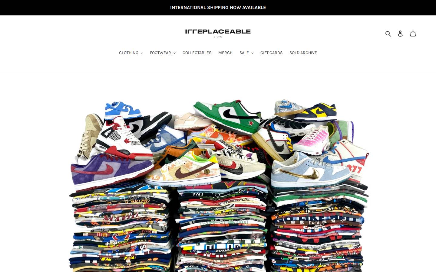 irreplaceablestore.com homepage screenshot