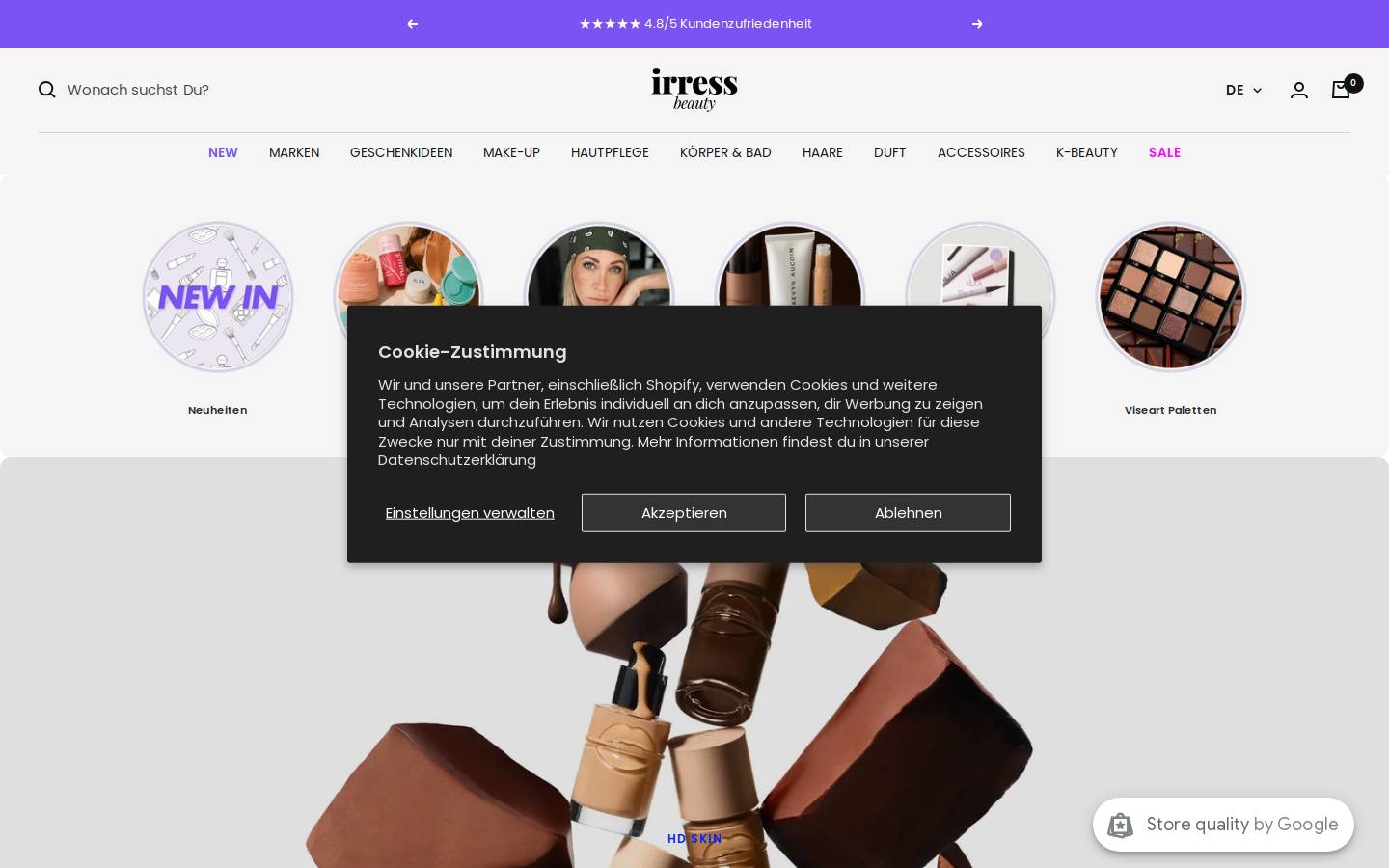 irress-beauty.com homepage screenshot