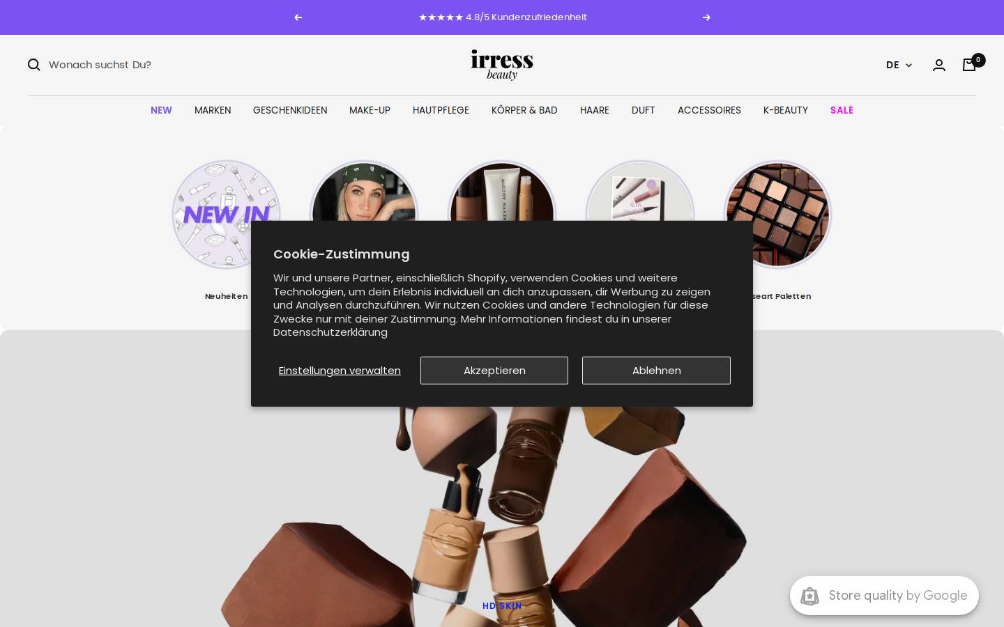 irress-beauty.de homepage screenshot