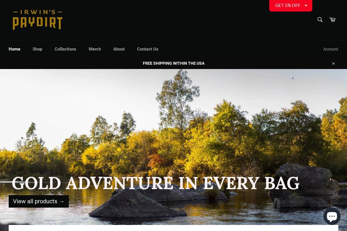 irwinspaydirt.com homepage screenshot