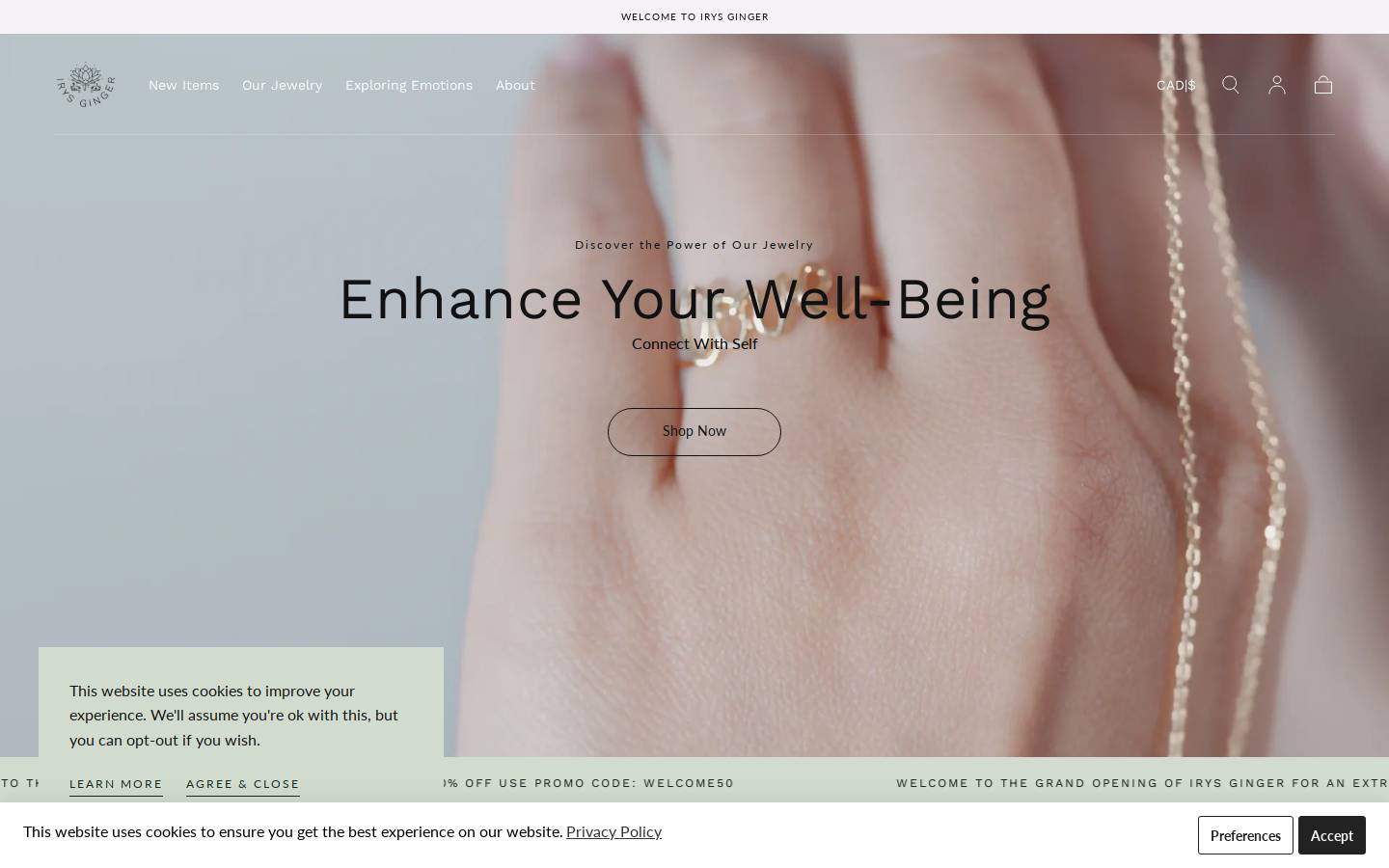 irysginger.com homepage screenshot