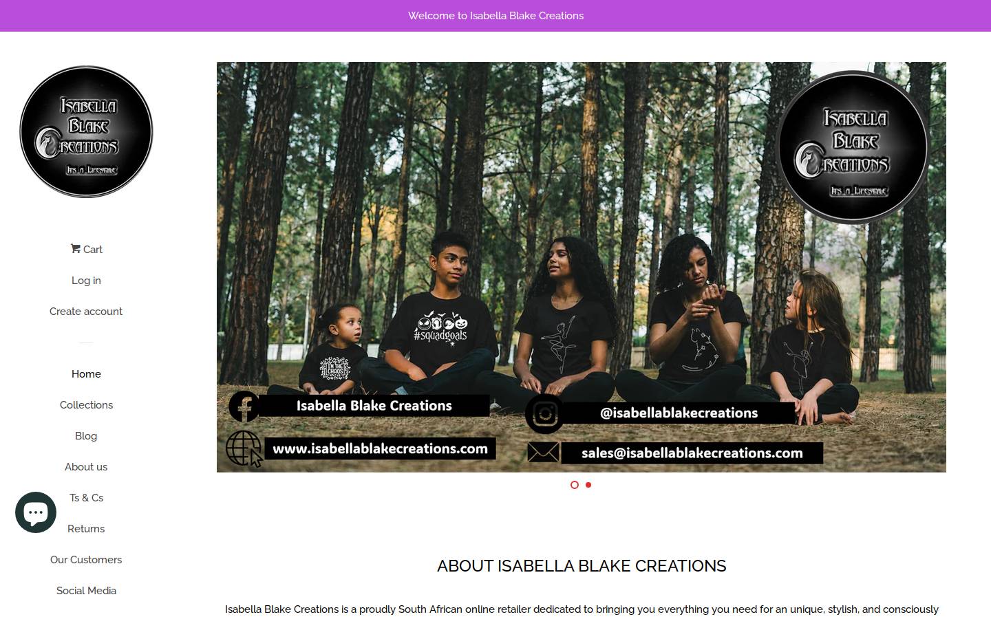 isabellablakecreations.com homepage screenshot