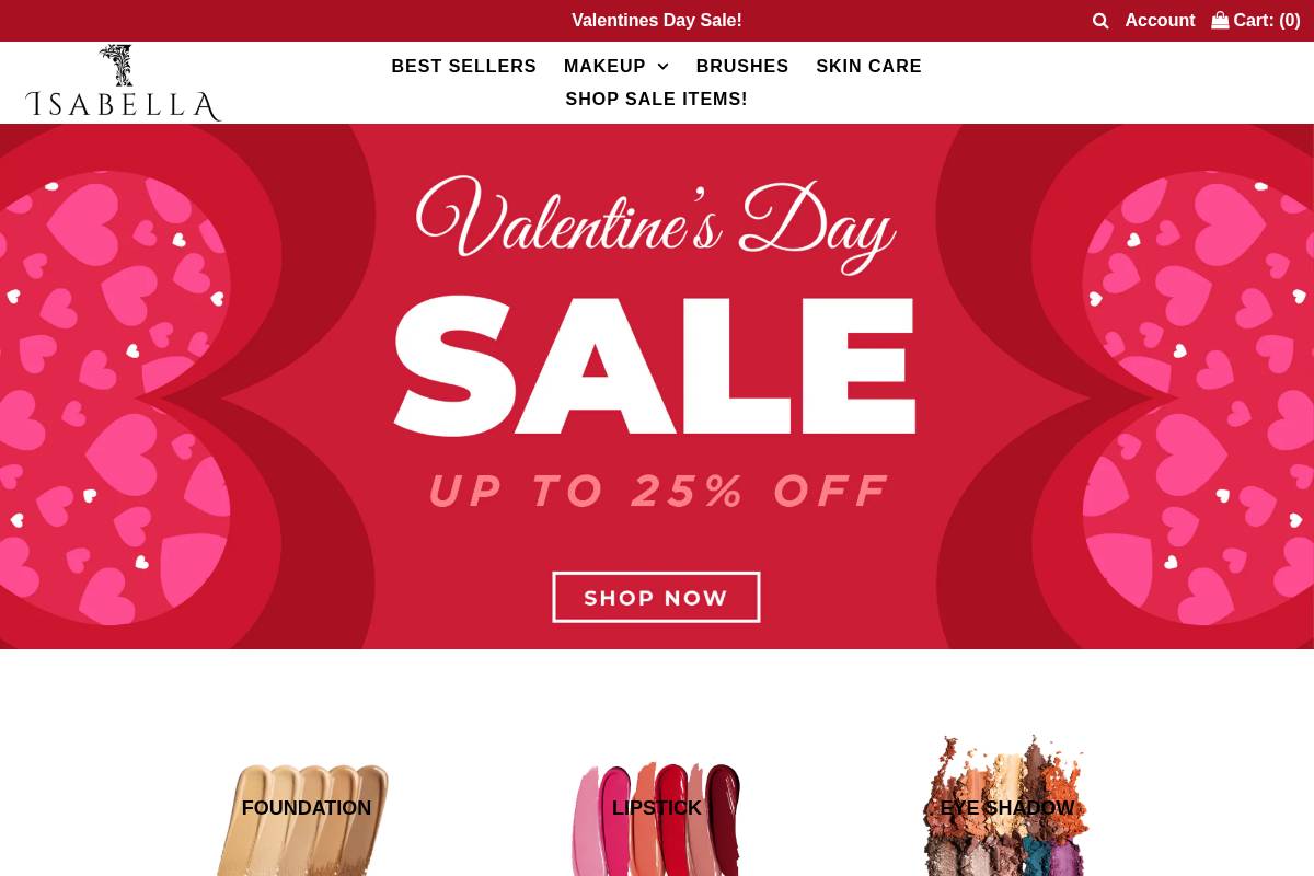 isabellacosmetics.net homepage screenshot