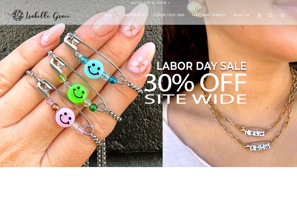 Isabelle Grace Jewelry homepage screenshot