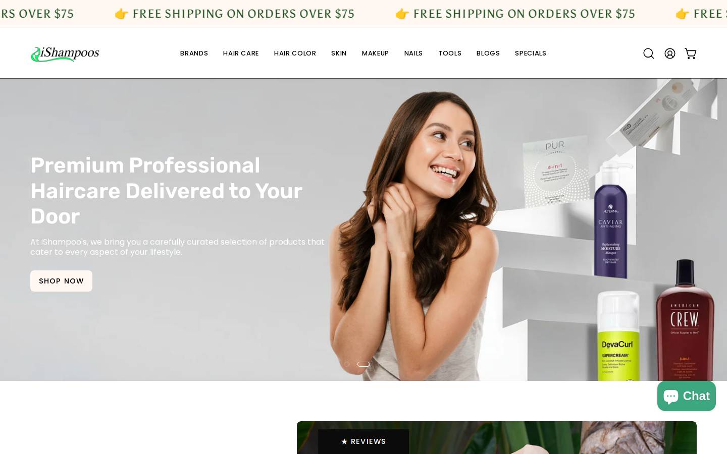 Ishampoos homepage screenshot
