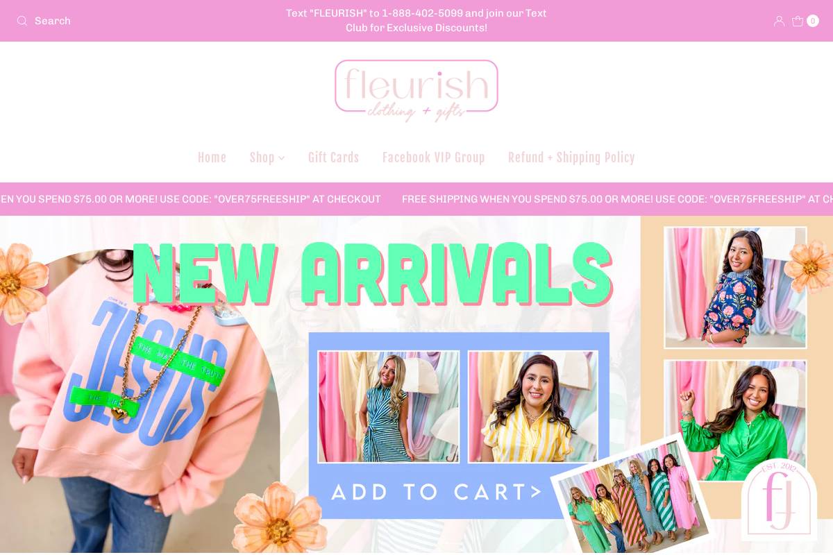 ishopfleurish.com homepage screenshot