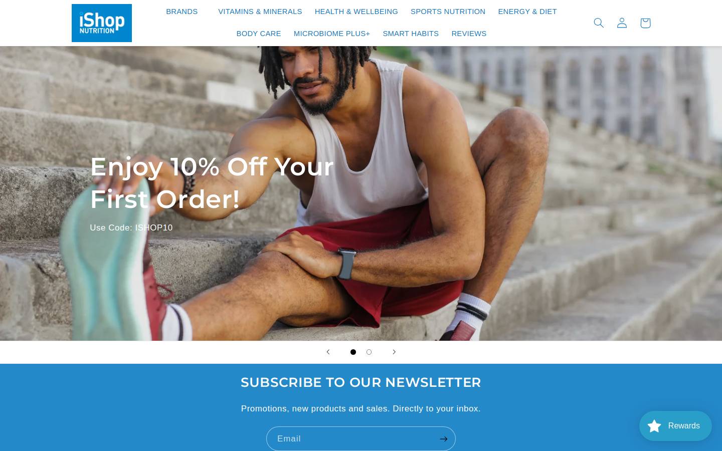 iShop Nutrition homepage screenshot